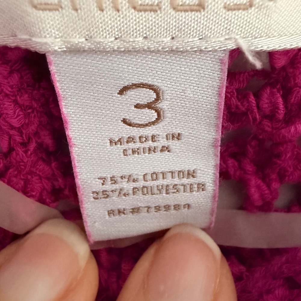 Chicos Summer Open Knit Lightweight Tunic Sweater (3/XL) Magenta Layering‎ Pink - Picture 9 of 13